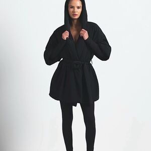 SKIMS Black Hooded Puffer Jacket